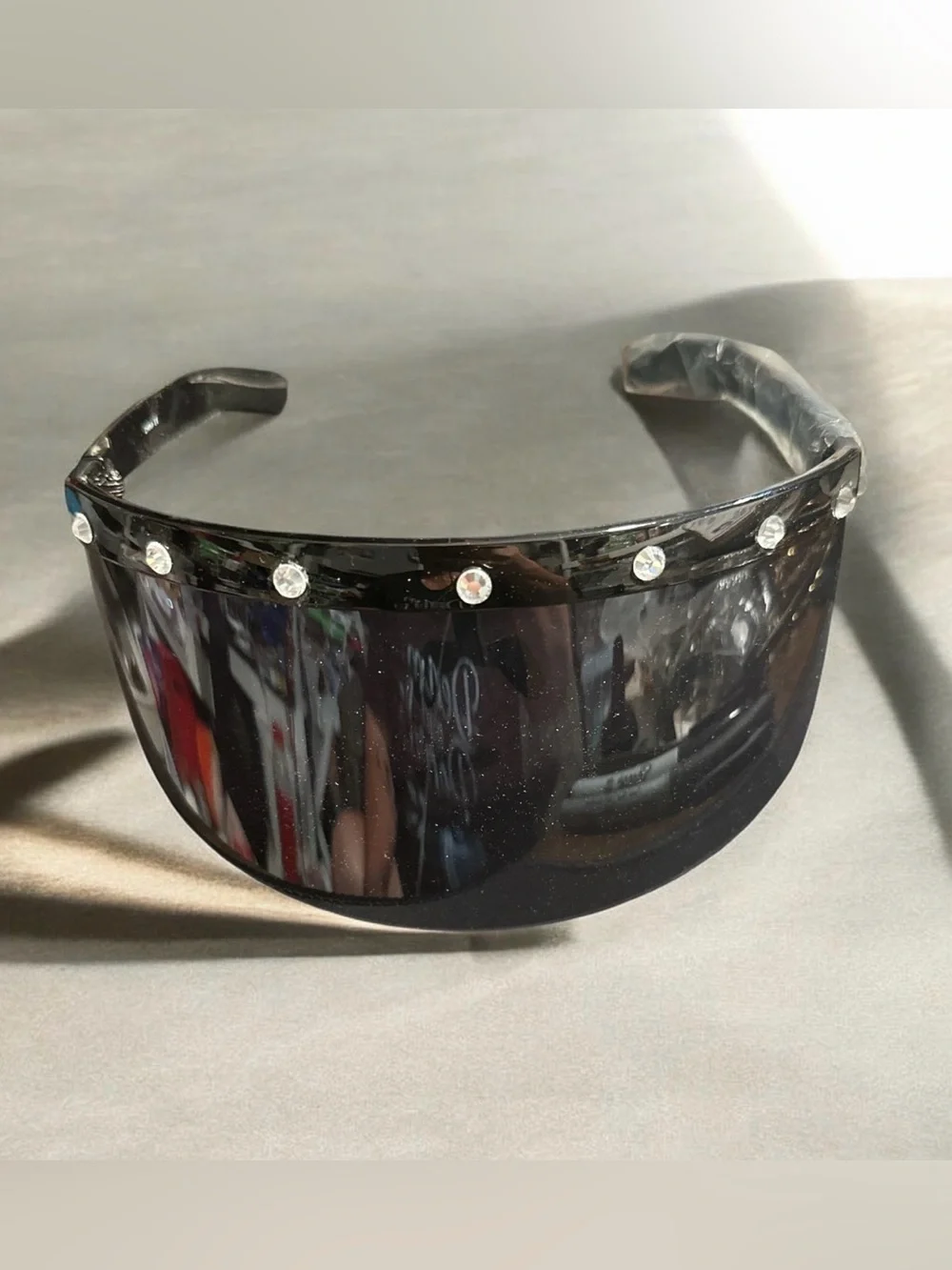 Black Rhinestone Visor Sunglass Headband S58